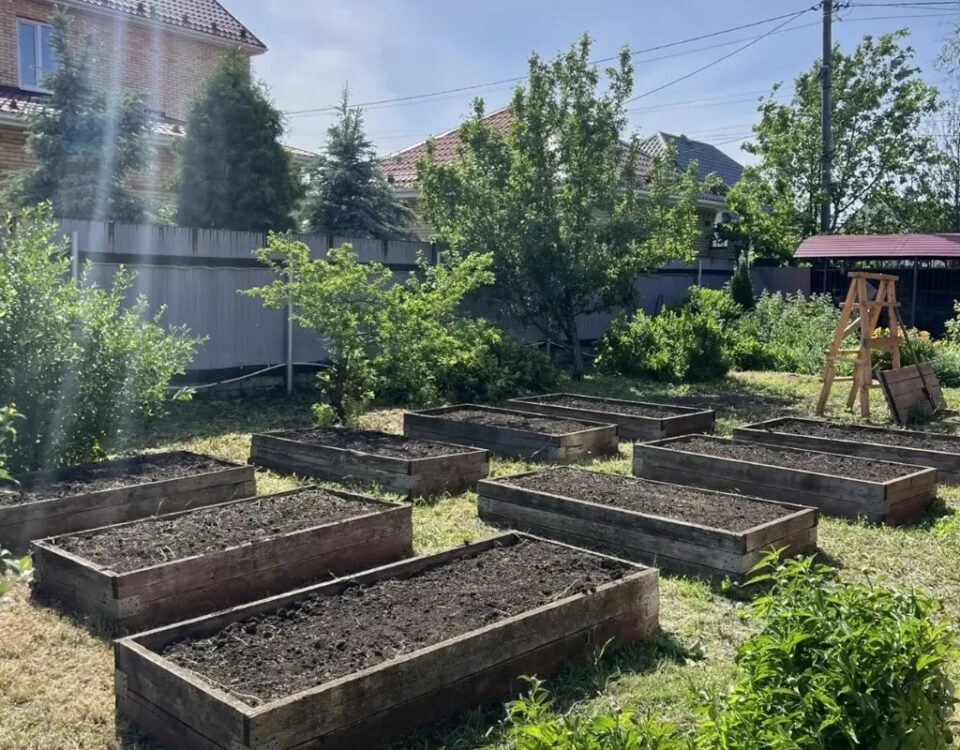 прополка грядок, покос травы